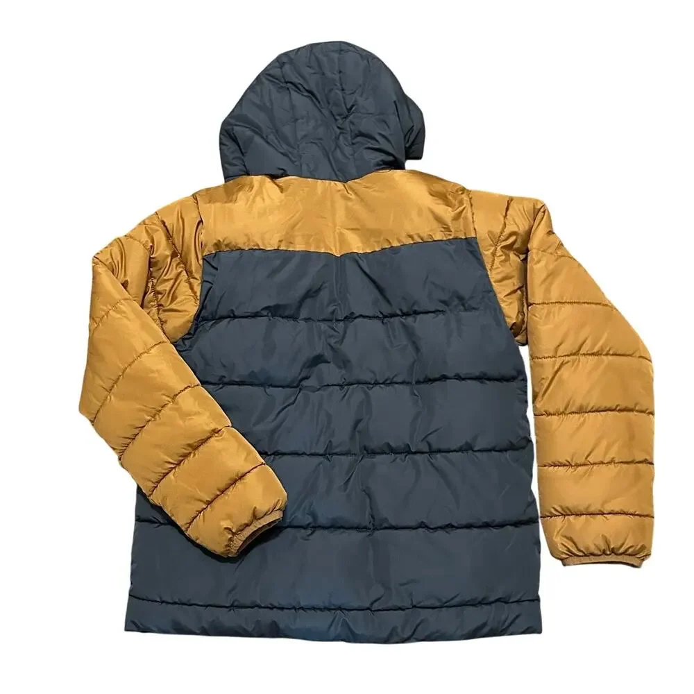 Swiss Tech Hooded Puffer Jacket Youth XL 14-16 Gray/Gold Color Fleece Lined